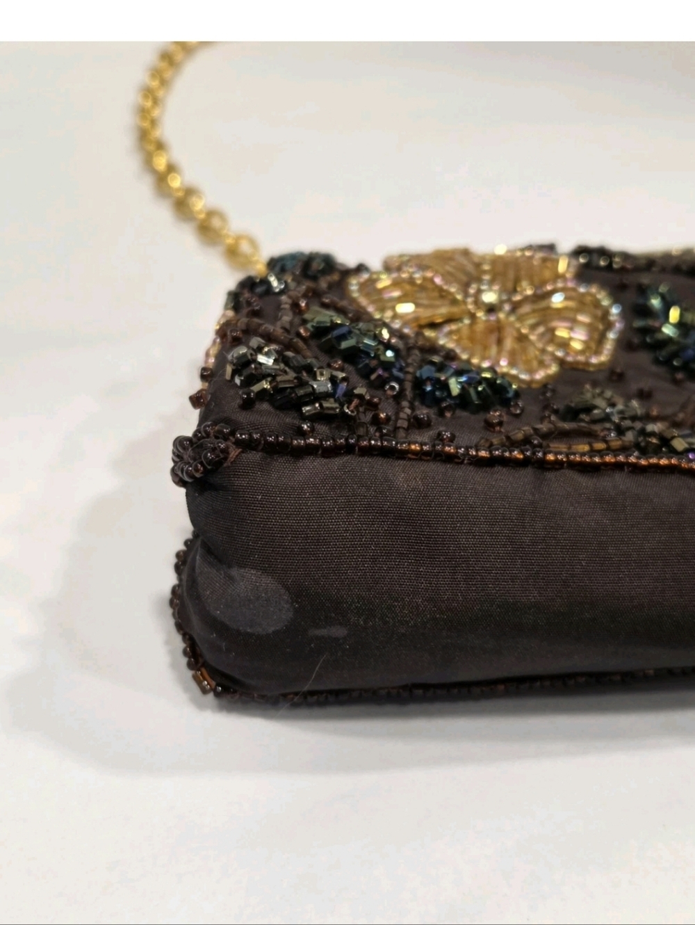 Vintage 90s Y2k Floral Beaded Clutch Handbag - Picture 8 of 8